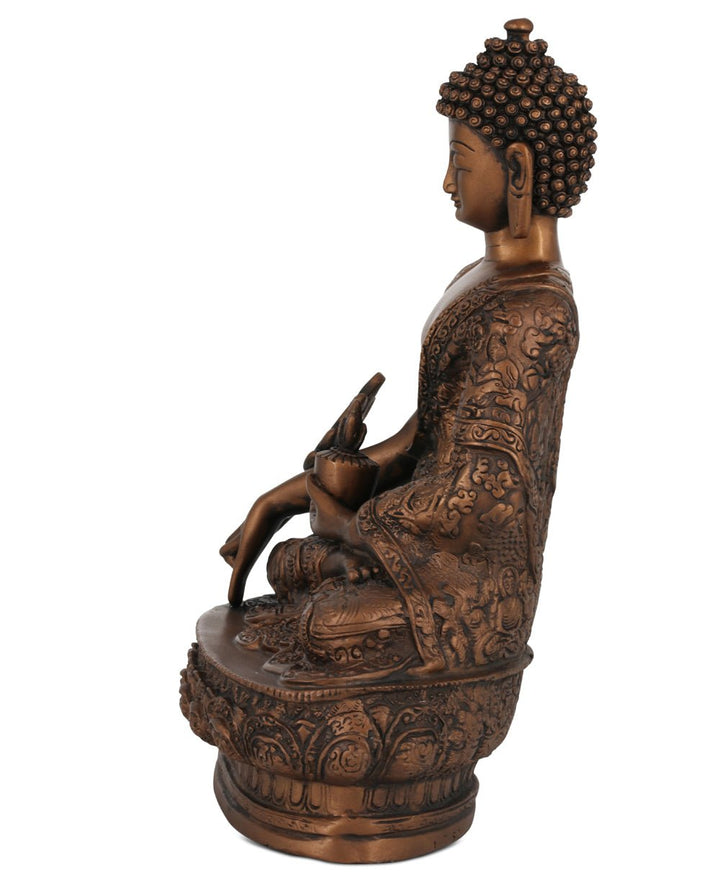 Medicine Buddha Statue in Bronze Color, 12 Inches - Sculptures & Statues