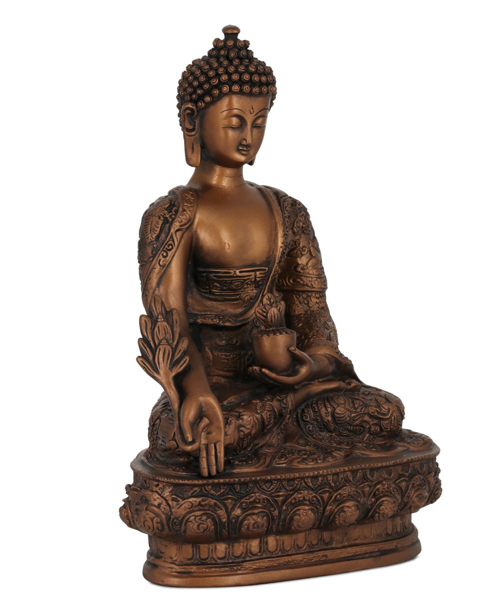 Medicine Buddha Statue in Bronze Color, 12 Inches - Sculptures & Statues