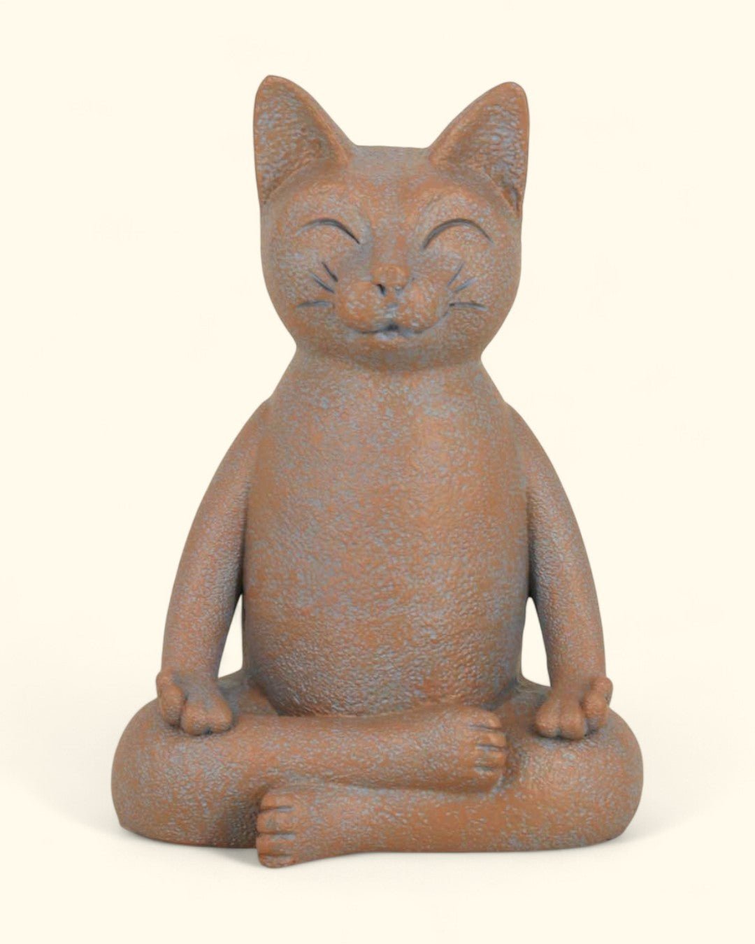 Meditating Cat Statue, Textured Finish - Sculptures & Statues