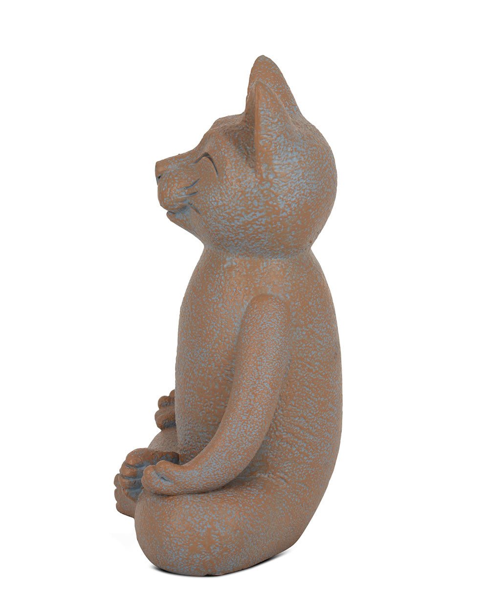 Meditating Cat Statue, Textured Finish - Sculptures & Statues