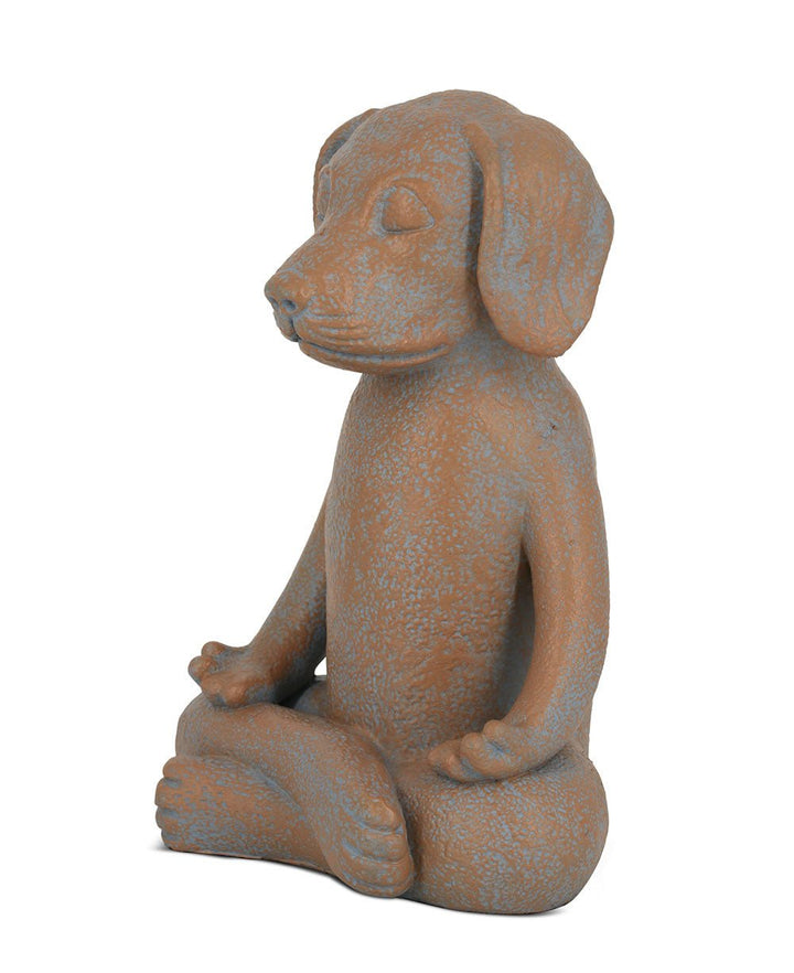 Meditating Dog Statue, Terra Cotta Finish - Sculptures & Statues