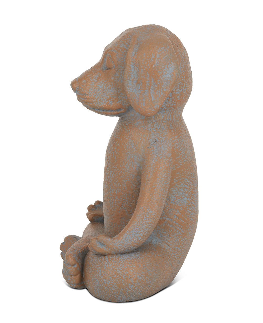 Meditating Dog Statue, Terra Cotta Finish - Sculptures & Statues