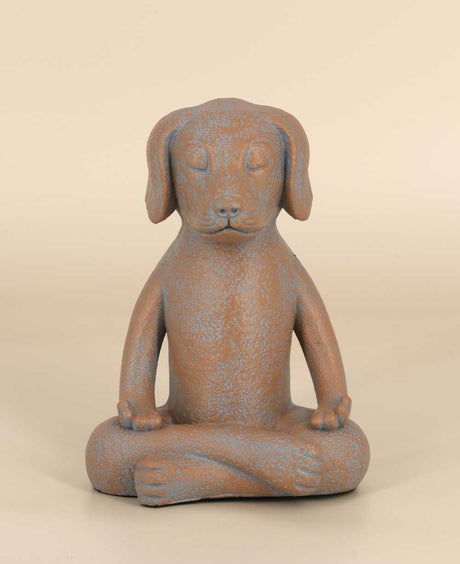 Meditating Dog Statue, Terra Cotta Finish - Sculptures & Statues