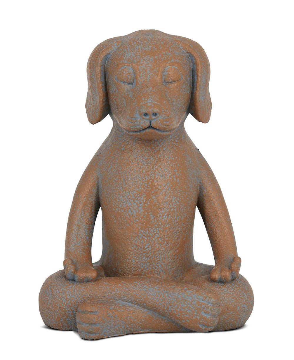Meditating Dog Statue, Terra Cotta Finish - Sculptures & Statues
