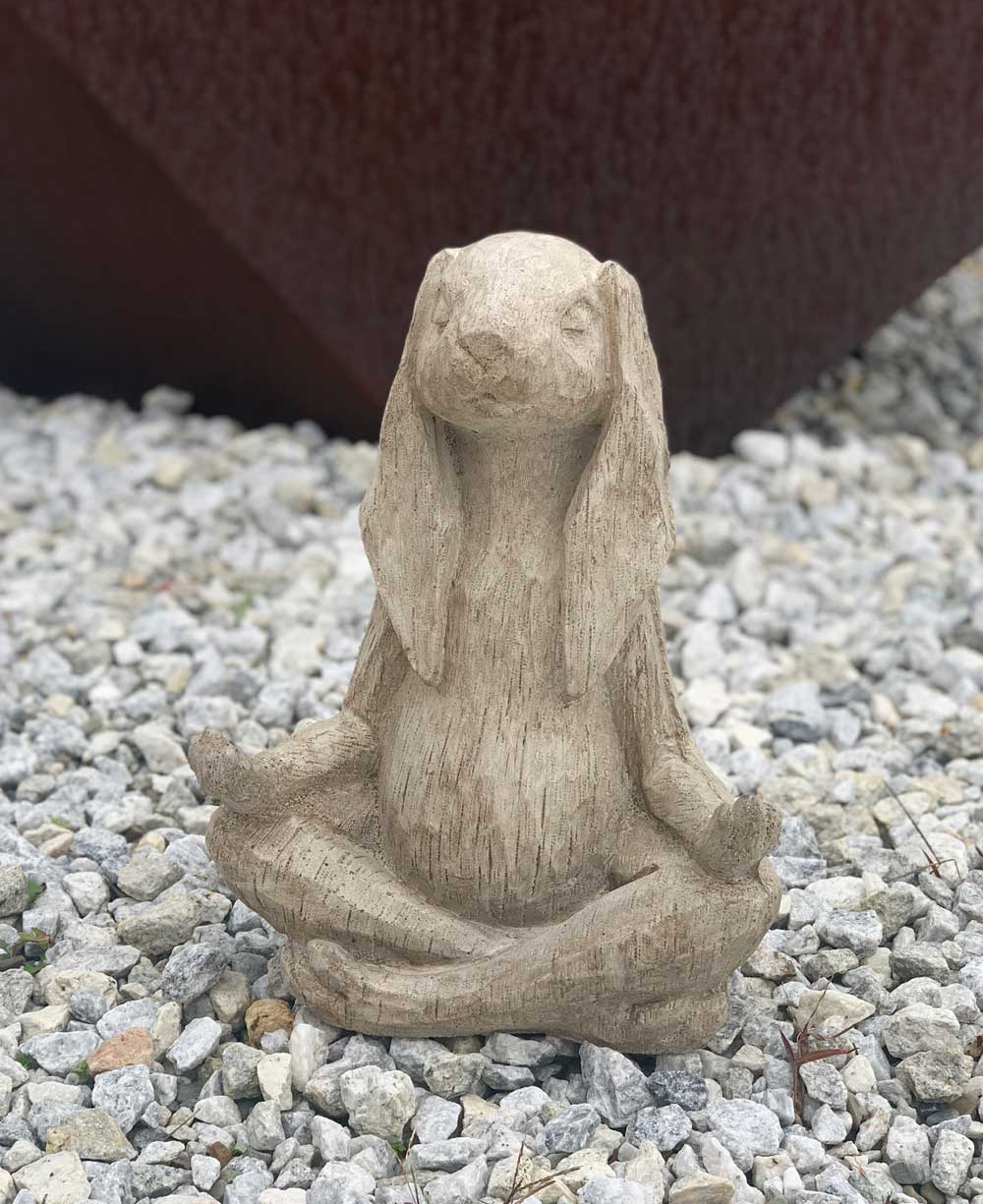 Meditating Yoga Bunny Rabbit Concrete Garden Statue Made in USA - Sculptures & Statues