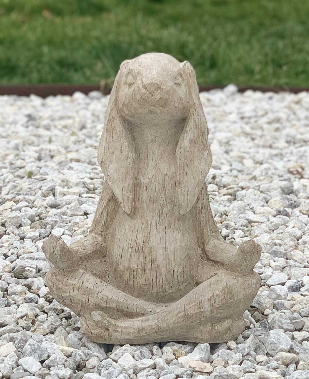 Meditating Yoga Bunny Rabbit Concrete Garden Statue Made in USA - Sculptures & Statues