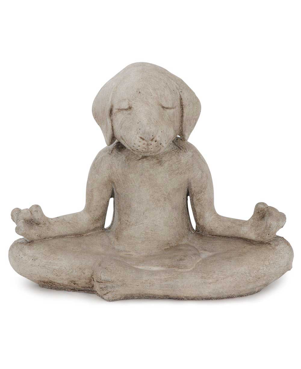 Meditating Zen Yoga Dog Cast Stone Statue USA Made - Sculptures & Statues