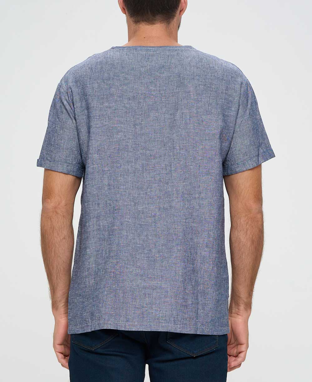 Men’s Be Here Now Blue Linen Inspirational Kurta Shirt - Shirts & Tops S