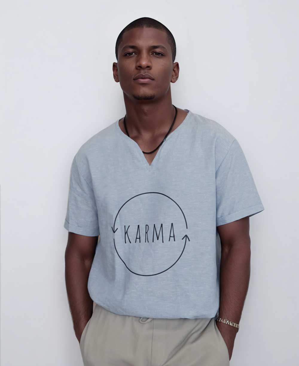 Men’s Karma Blue Linen Kurta Shirt - Shirts & Tops S