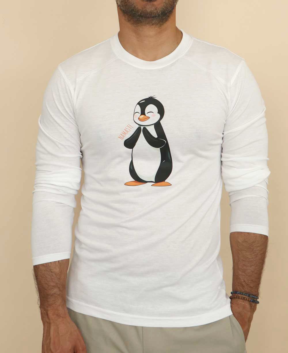 Men’s Namaste Penguin Recycled Bottles Long Sleeves Tee - Shirts & Tops S