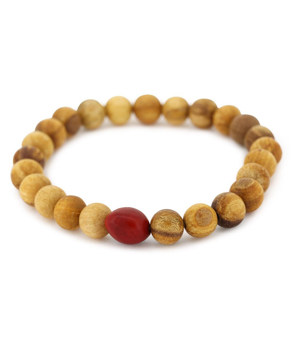 Men's Palo Santo Bracelet With Huayruro Seed - Bracelets