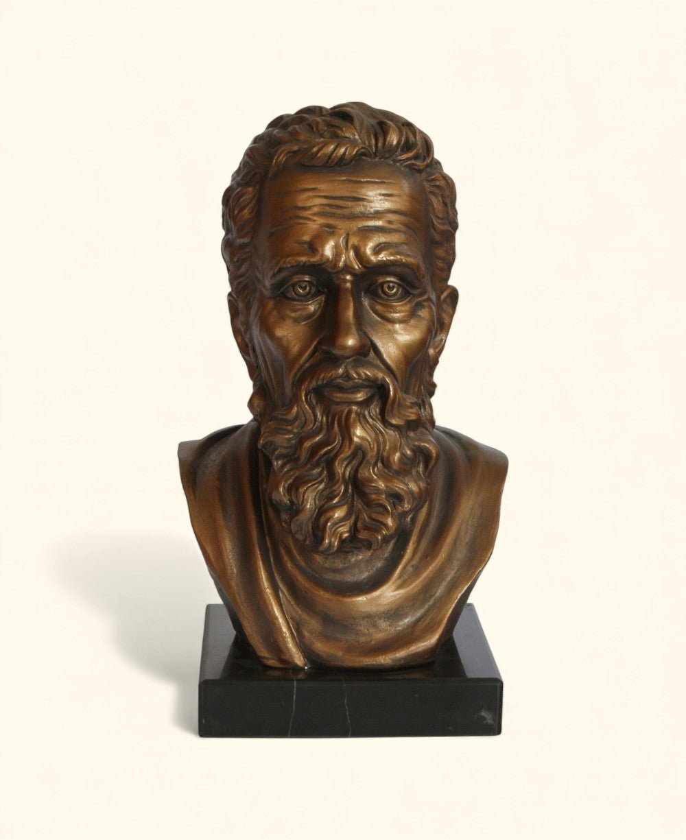 Michelangelo Bust Statue – Cast Stone Sculpture on Marble Base - Sculptures & Statues