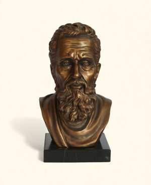 Michelangelo Bust Statue – Cast Stone Sculpture on Marble Base - Sculptures & Statues