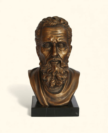 Michelangelo Bust Statue – Cast Stone Sculpture on Marble Base - Sculptures & Statues