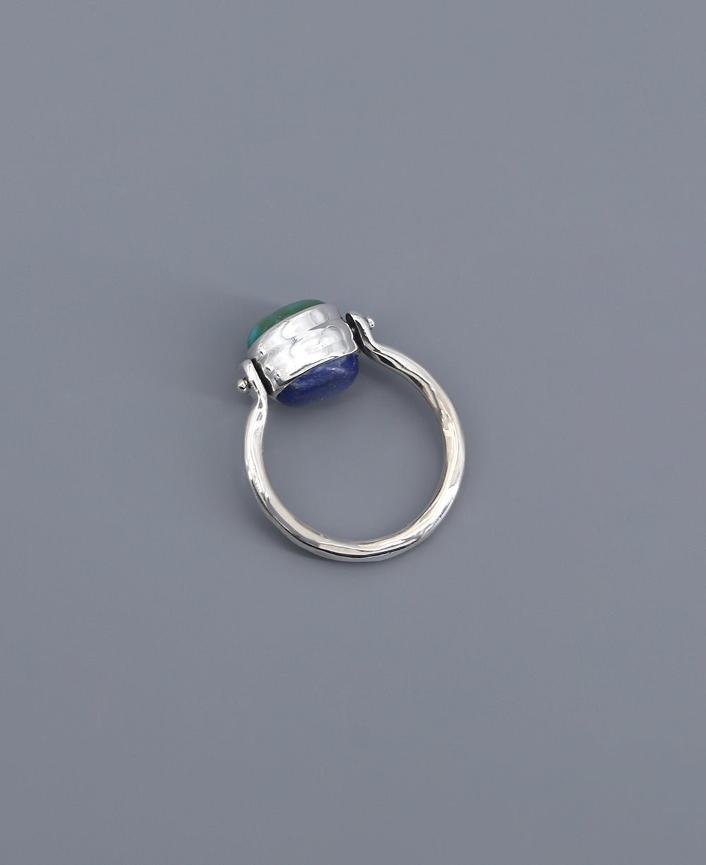 Mindful Sterling Silver Rotating Ring With Lapis and Turquoise - Rings Size 6