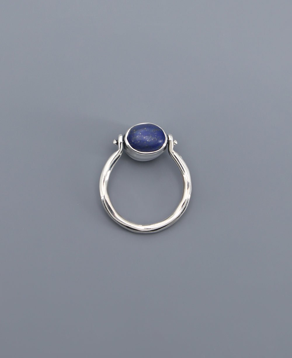Mindful Sterling Silver Rotating Ring With Lapis and Turquoise - Rings Size 6