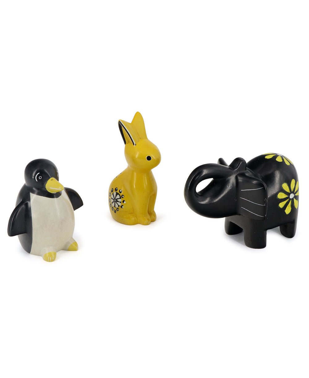 Miniature Set of 3 Soapstone Animal Figurines - Sculptures & Statues