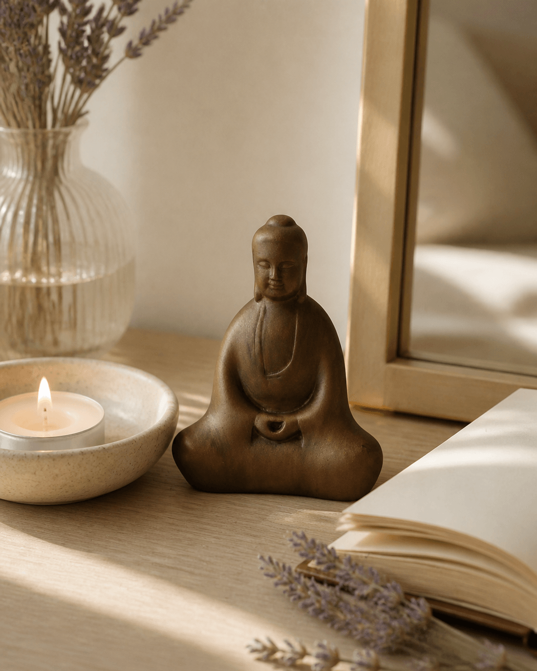 Minimalist Abstract Meditating Buddha Statue - Sculptures & Statues