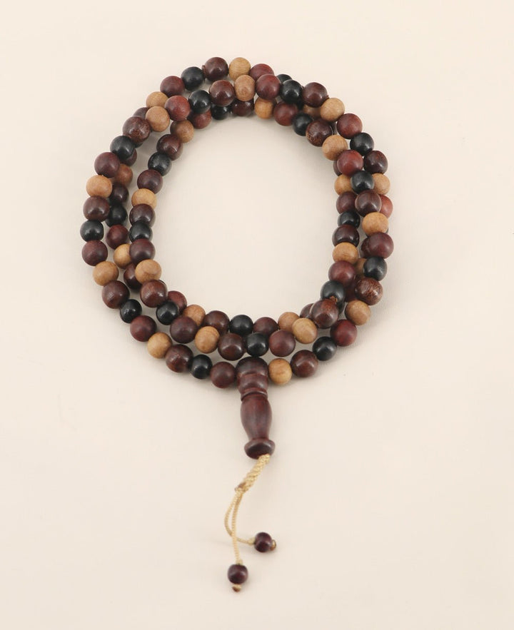 Mixed Wood Beads Meditation Mala, Adjustable - Prayer Beads