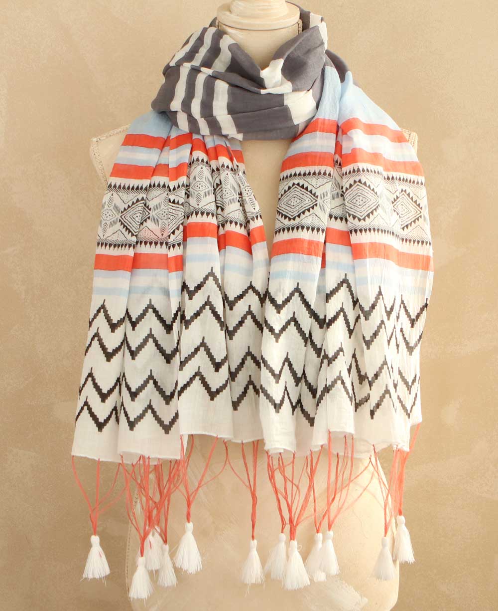 Modern Striped Tribal Scarf - Apparel