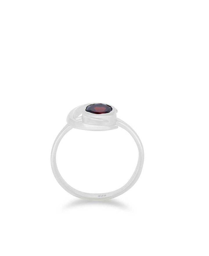 Moon Design Sterling Silver Garnet Ring - Rings Size 6