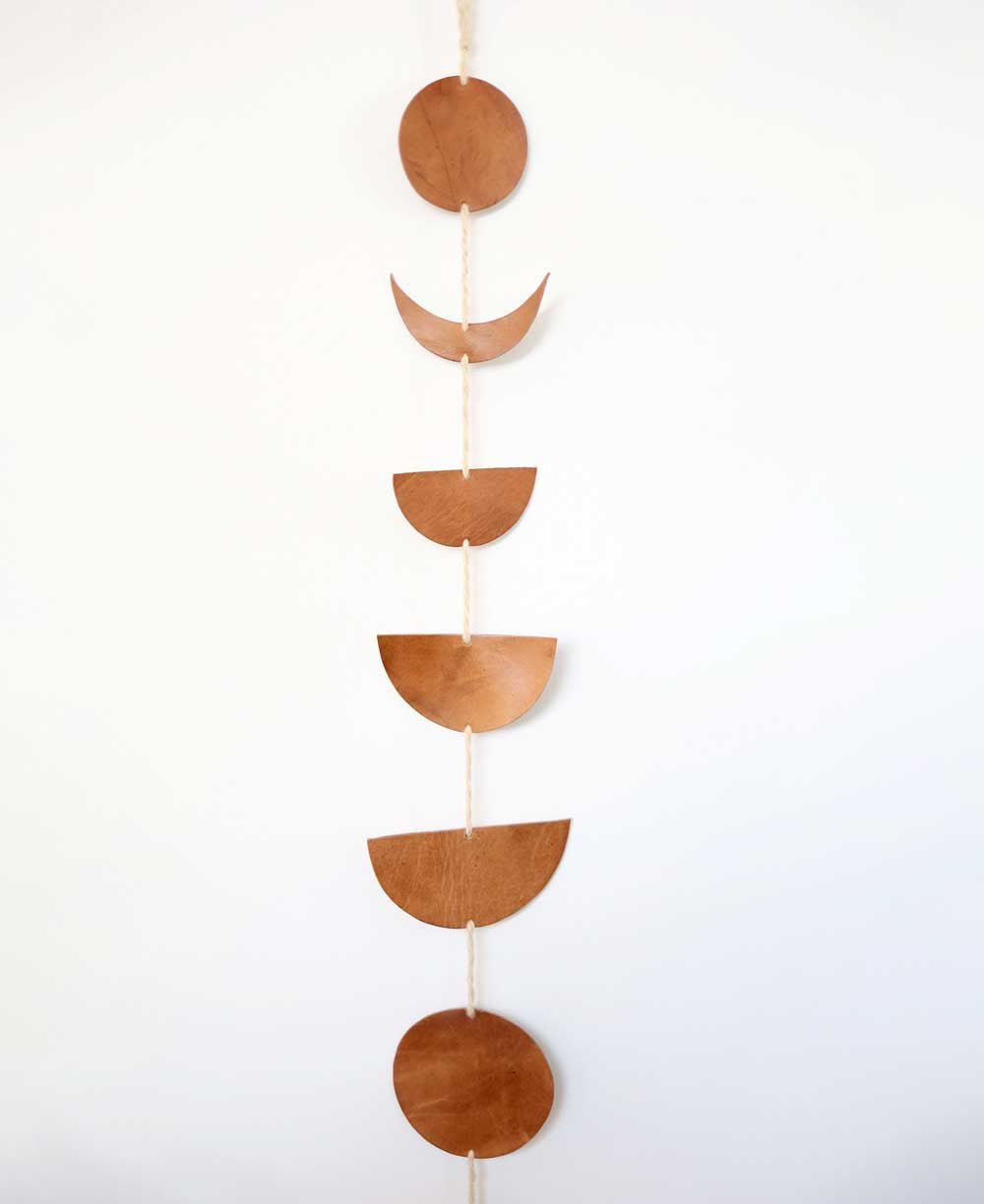 Moon Phase Leather Garland Wall Hanging - Wreaths & Garlands