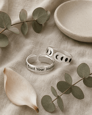 Moon Phase Trust Your Journey Adjustable Inspirational Sterling Silver Ring - Rings