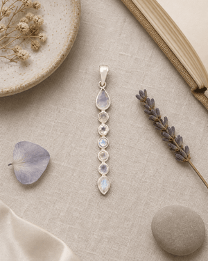 Moonstone Linear Pendant, Sterling Silver - Charms & Pendants