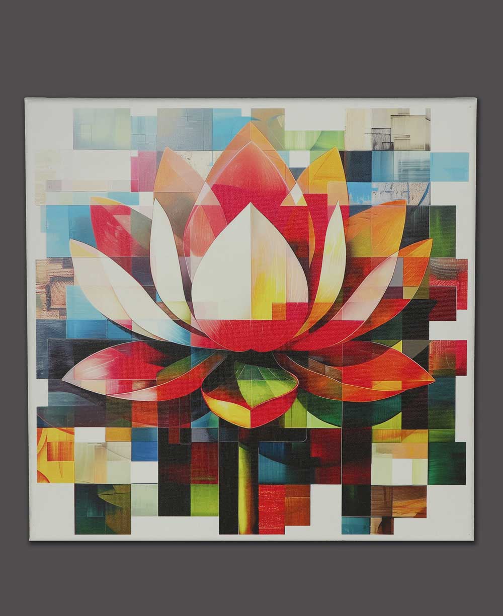 Mosaic Meaningful Lotus Flower Canvas Print Wall Art - Posters, Prints, & Visual Artwork