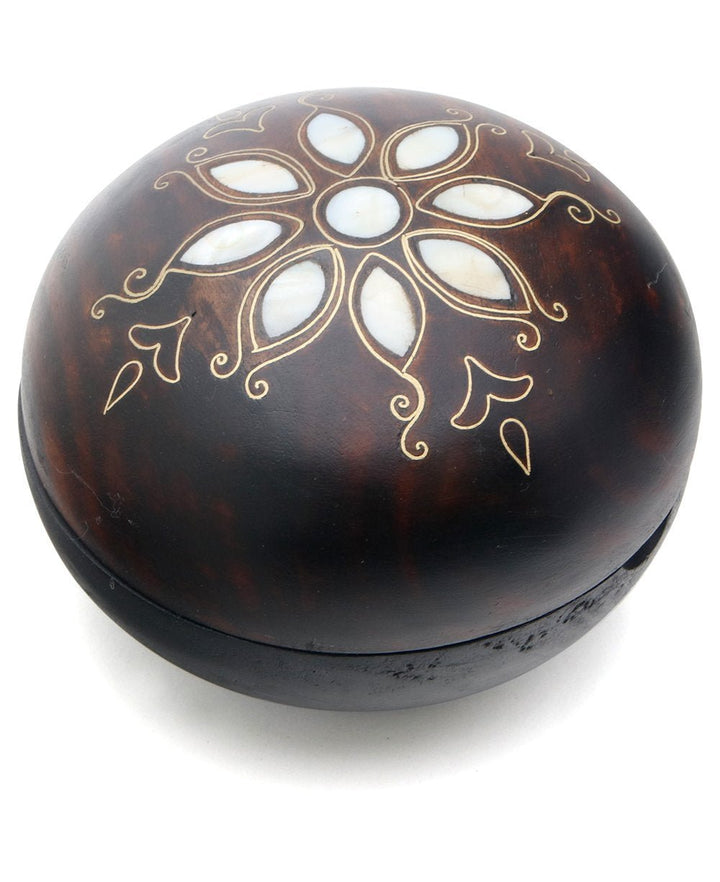 Mother of Pearl Inlay Round Wood Trinket Boxes - Jewelry Boxes Small