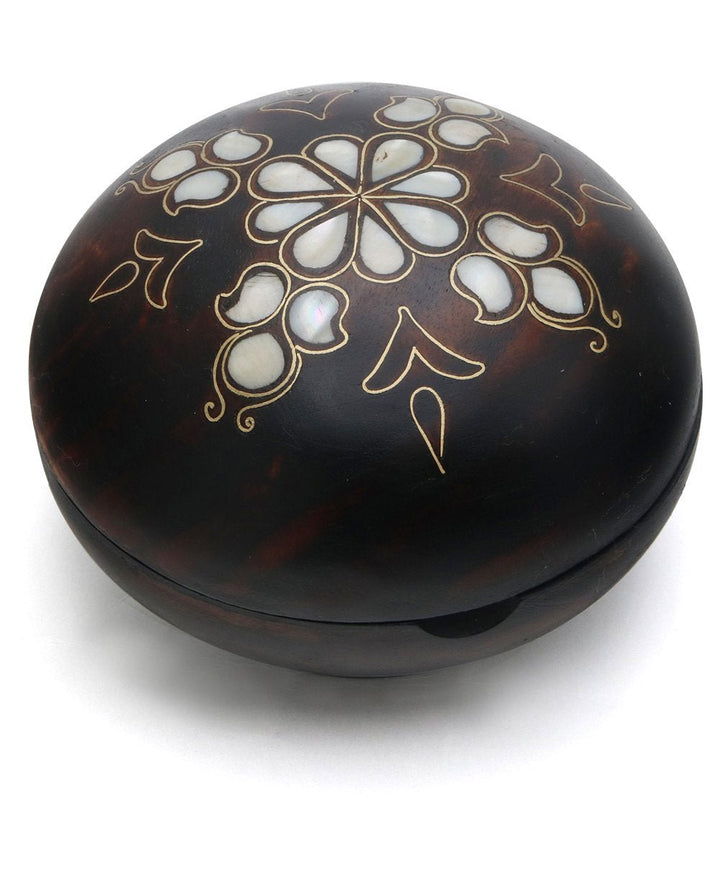 Mother of Pearl Inlay Round Wood Trinket Boxes - Jewelry Boxes Small