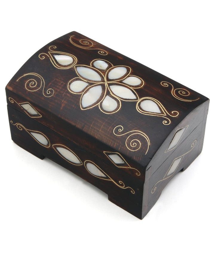 Mother of Pearl Inlay Wood Rectangular Mala or Jewelry Box - Jewelry Boxes Small