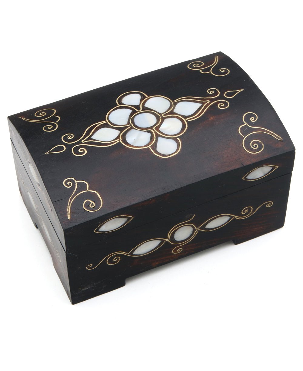 Mother of Pearl Inlay Wood Rectangular Mala or Jewelry Box - Jewelry Boxes Small