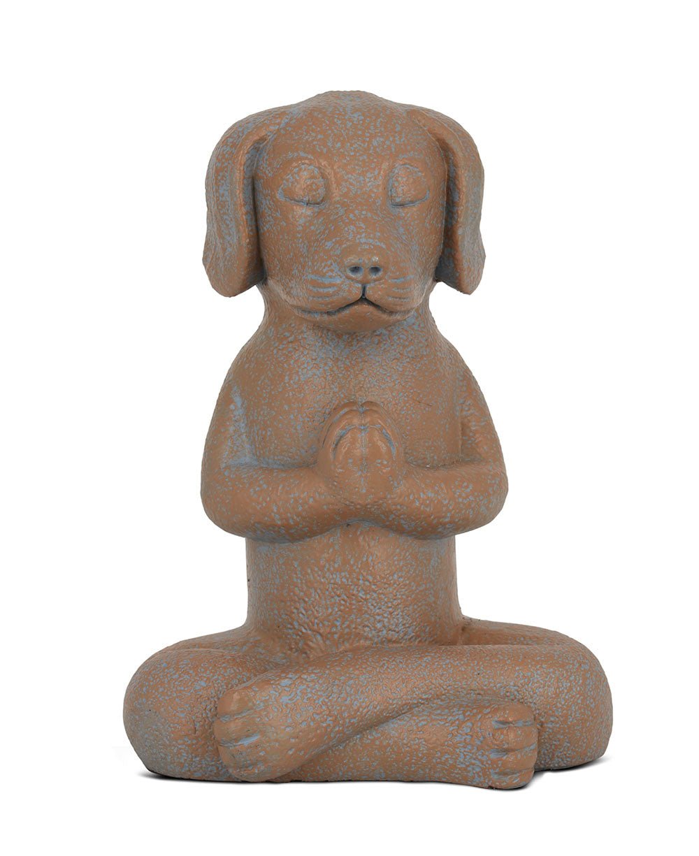 Namaste Dog Statue, Terra Cotta Finish - Sculptures & Statues