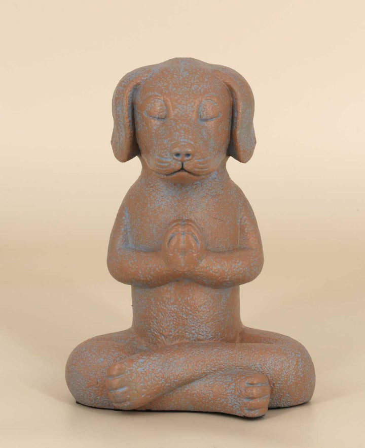 Namaste Dog Statue, Terra Cotta Finish - Sculptures & Statues