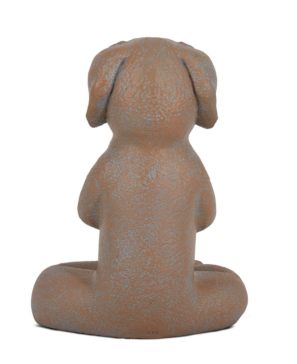 Namaste Dog Statue, Terra Cotta Finish - Sculptures & Statues