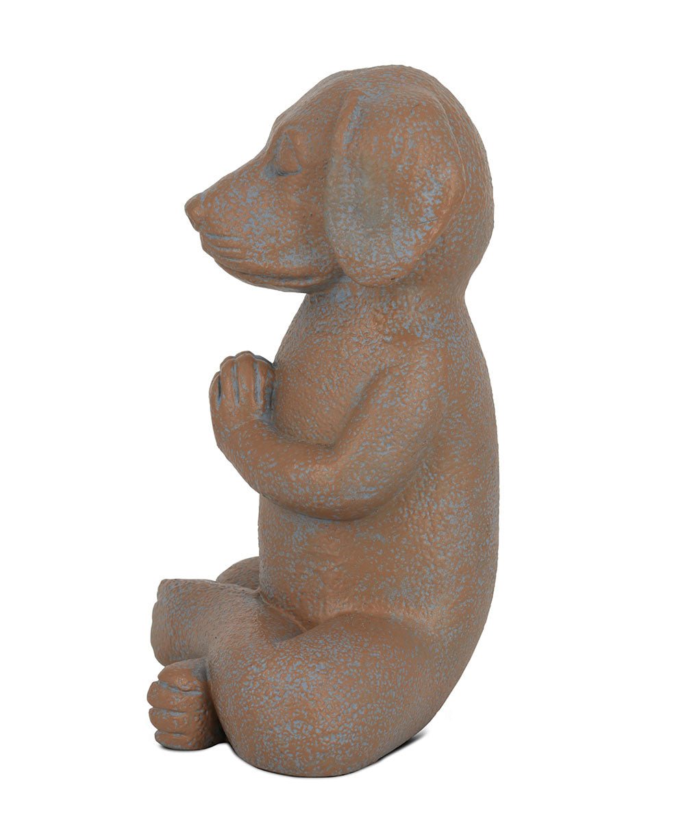 Namaste Dog Statue, Terra Cotta Finish - Sculptures & Statues