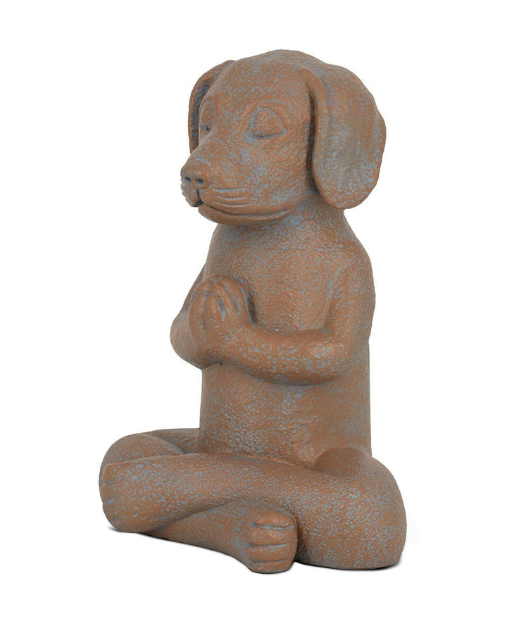 Namaste Dog Statue, Terra Cotta Finish - Sculptures & Statues