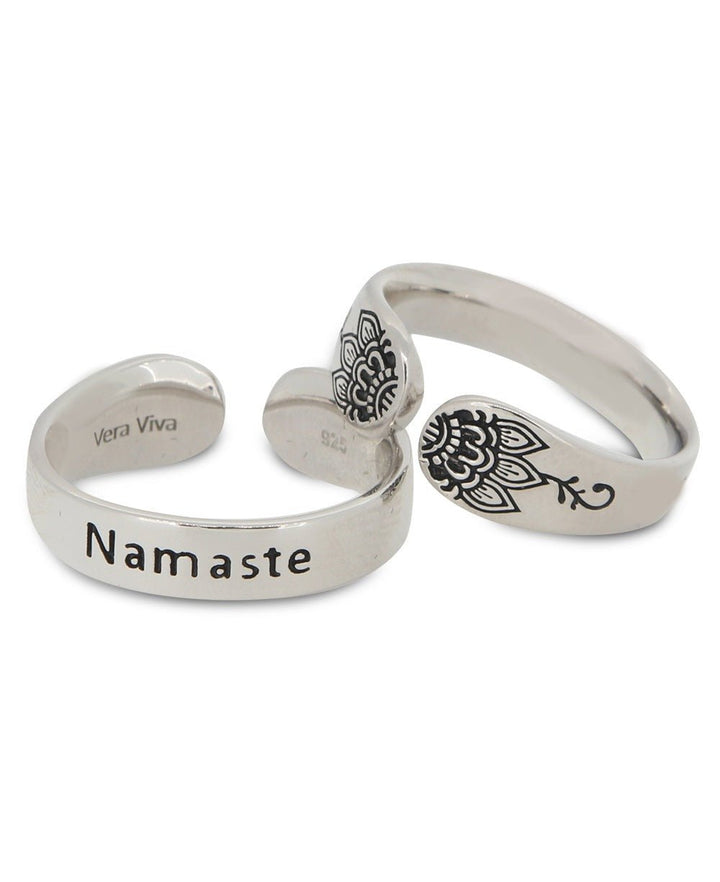 Namaste Lotus Inspirational Mantra Ring - Rings