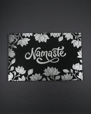 Namaste Lotus Wall Art — 18x12 Black Leatherette Yoga Decor - Home Decor