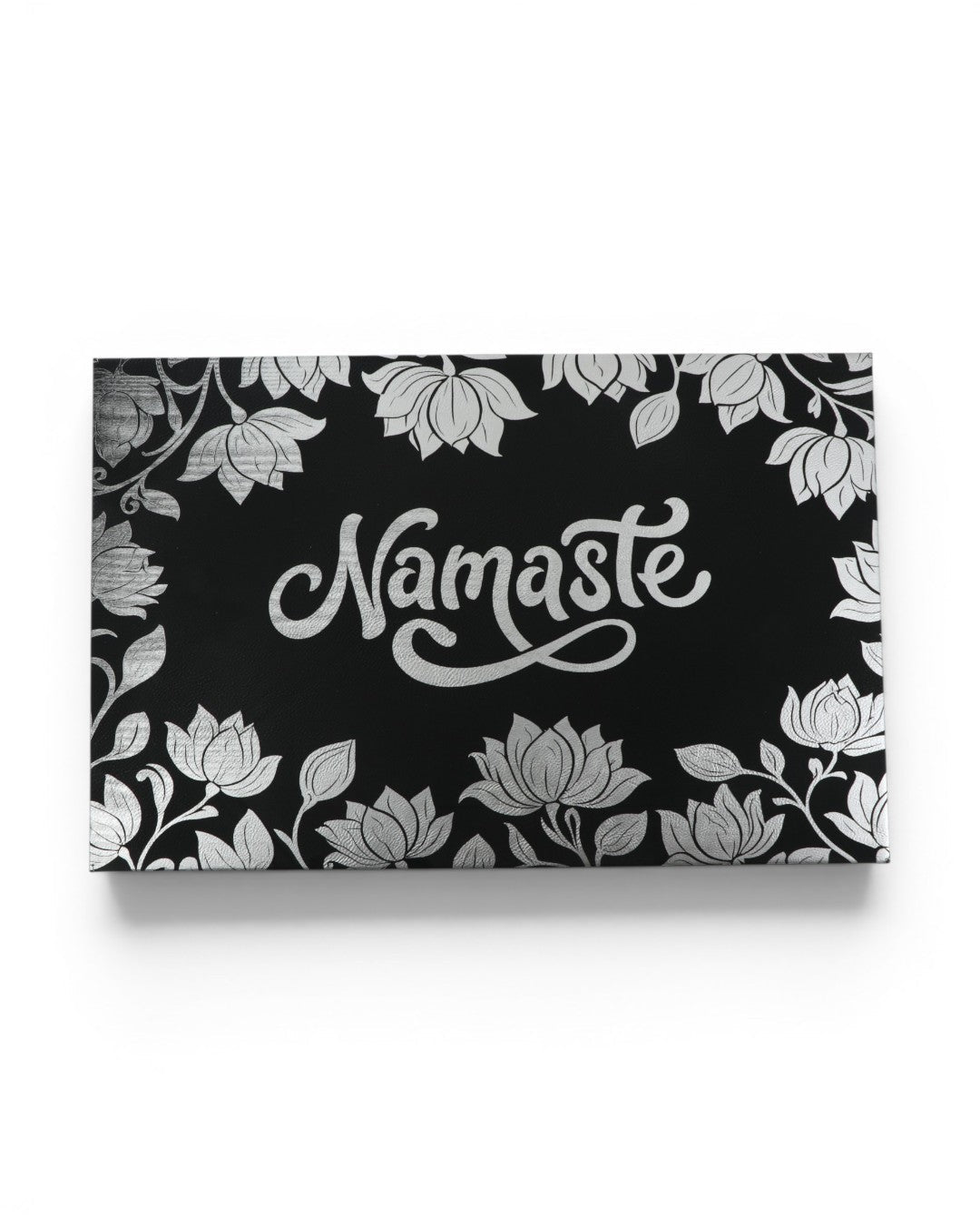 Namaste Lotus Wall Art — 18x12 Black Leatherette Yoga Decor - Home Decor