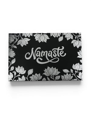 Namaste Lotus Wall Art — 18x12 Black Leatherette Yoga Decor - Home Decor
