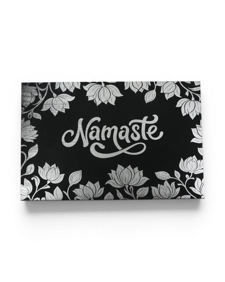 Namaste Lotus Wall Art — 18x12 Black Leatherette Yoga Decor - Home Decor