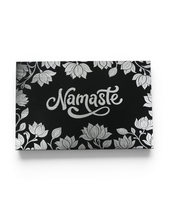 Namaste Lotus Wall Art — 18x12 Black Leatherette Yoga Decor - Home Decor