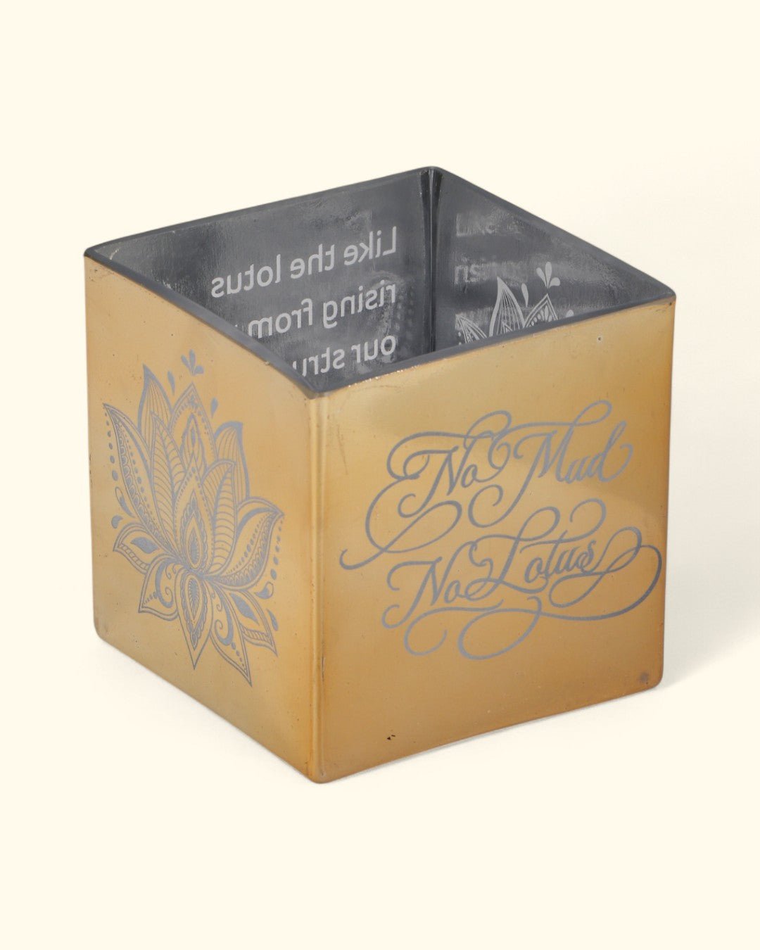 No Mud, No Lotus Glass Square Vase - Vases