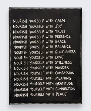 “Nourish Yourself” Wall Plaque – Inspirational Vegan Leather Hanging (12x9") - Posters, Prints, & Visual Artwork