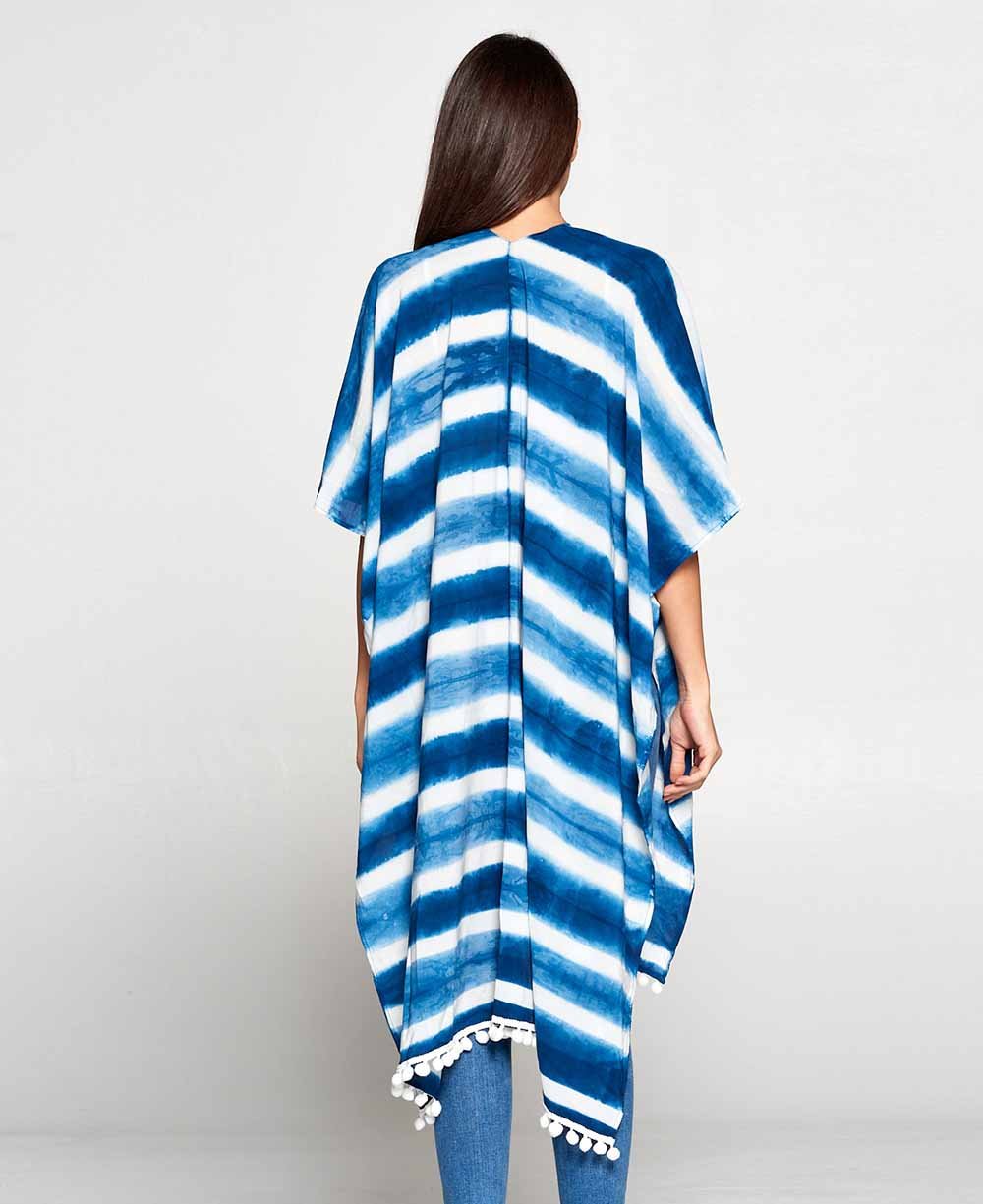 Ocean Waves Organic Cotton Indigo Kaftan Wrap, Free size - Apparel