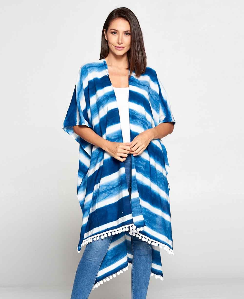 Ocean Waves Organic Cotton Indigo Kaftan Wrap, Free size - Apparel