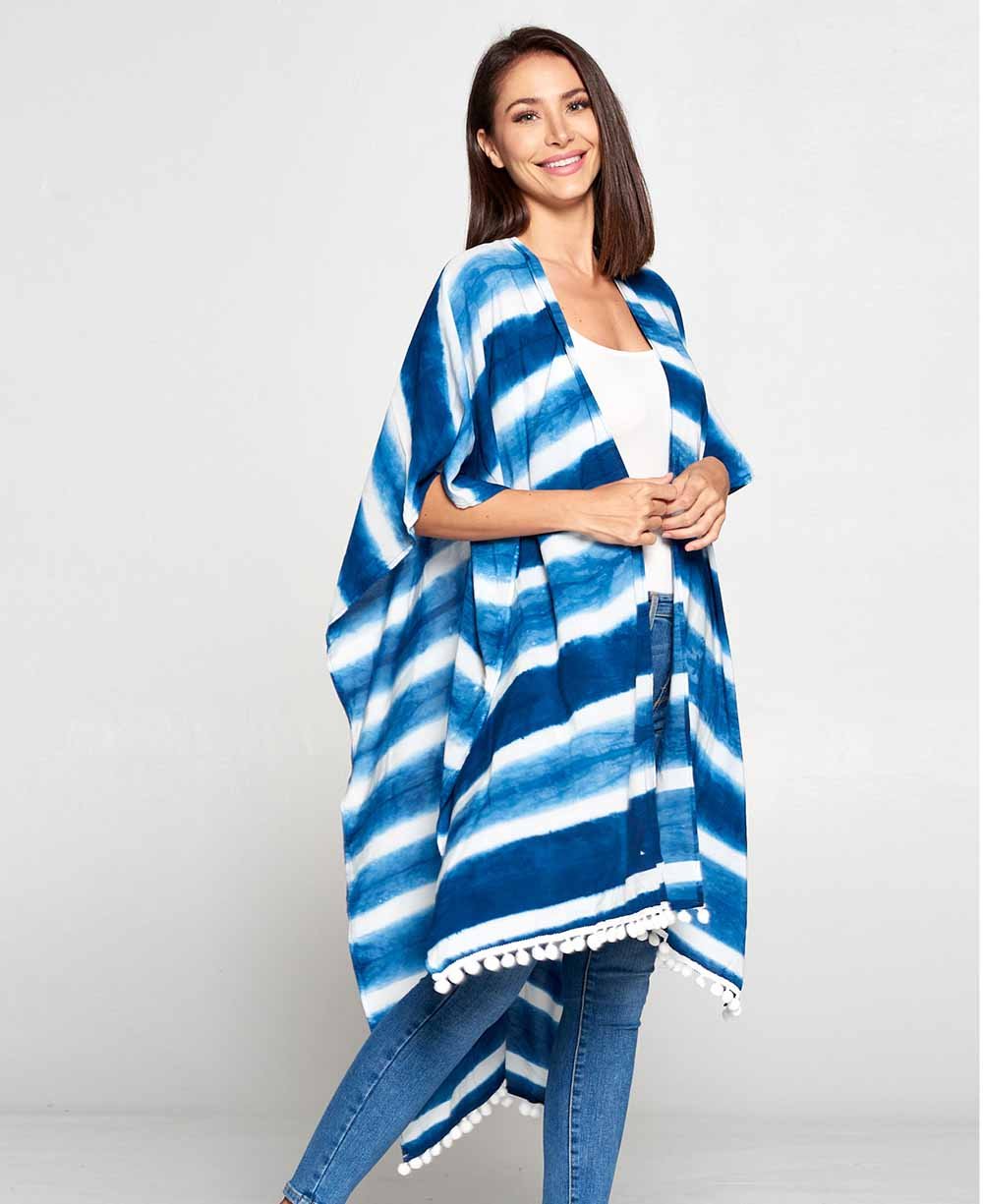 Ocean Waves Organic Cotton Indigo Kaftan Wrap, Free size - Apparel