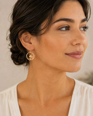 Openwork Lotus Drop Earrings — 18K Gold Plated Brass Lotus Blossom - Earrings